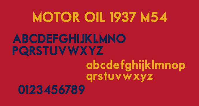 Motor Oil 1937 M54 font