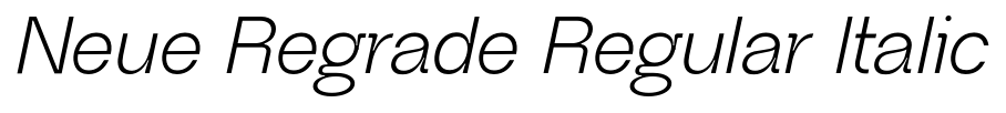 Neue Regrade Regular Italic font