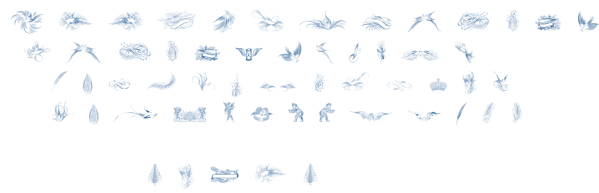 Penmanship Birds and Ornaments font