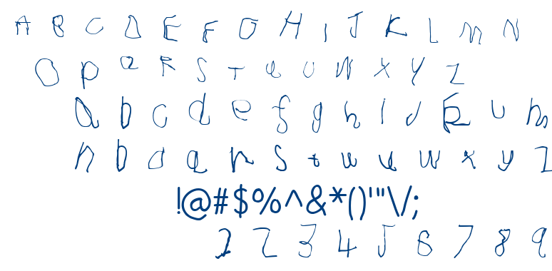 Joshua Dawson aged 4 font