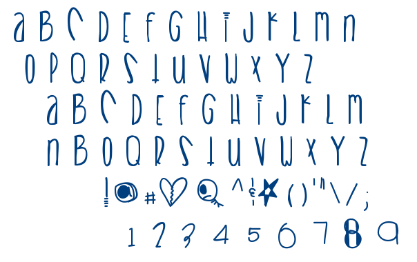 Heart breaks font