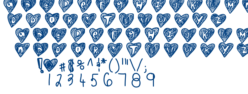 Over hearts font