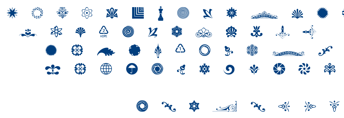 Cornucopia of ornaments four font